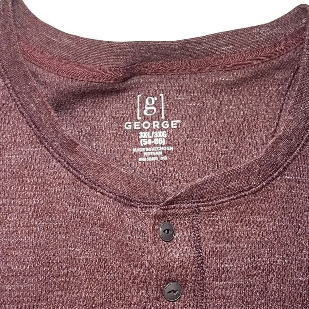 George Men's Maroon Waffle‎ Knit Crew Neck Cotton Blend Pullover Size 3XL